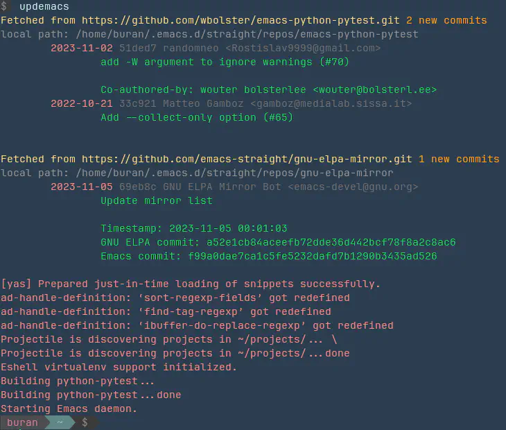 Example of run updemacs